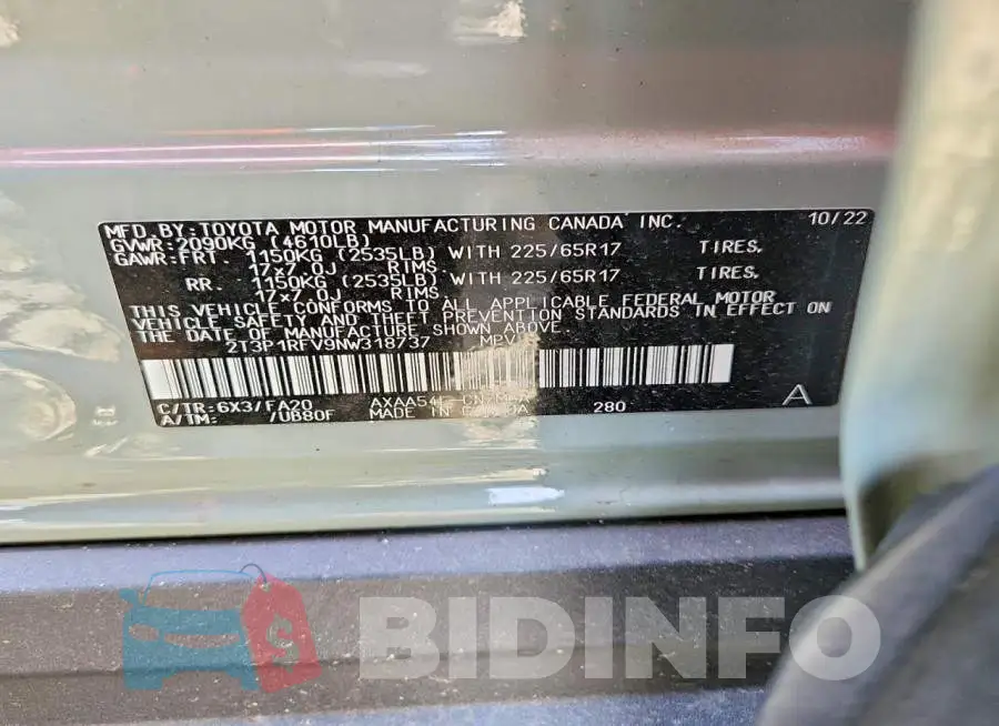2T3P1RFV9NW318737 Photo# 13