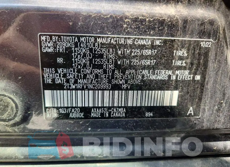 2T3W1RFV1NC209993 Photo# 14