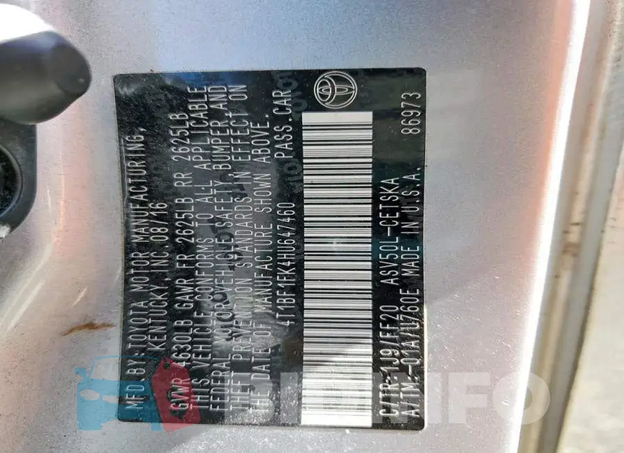4T1BF1FK4HU647460 Photo# 12