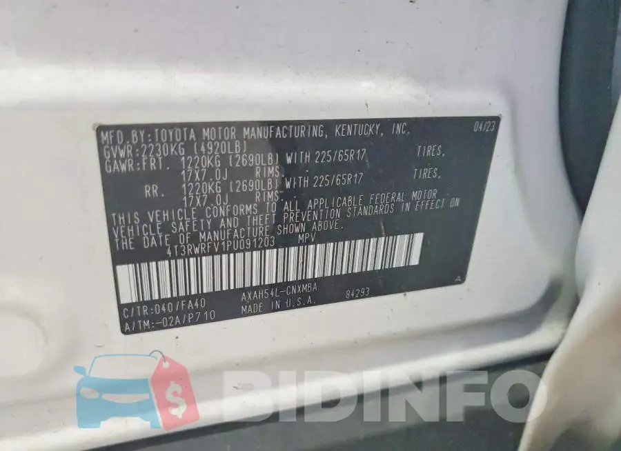 4T3RWRFV1PU091203 Photo# 13