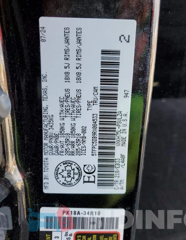 5TFPC5DB9RX084533 Photo# 12