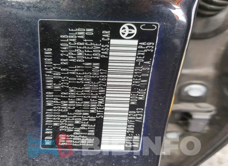 5YFEPMAE1NP276817 Photo# 12