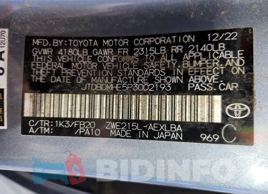 JTDBDMHE5P3002193 Photo# 13