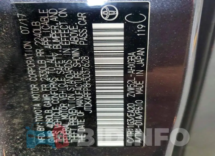 JTDKARFP8H3037628 Photo# 13