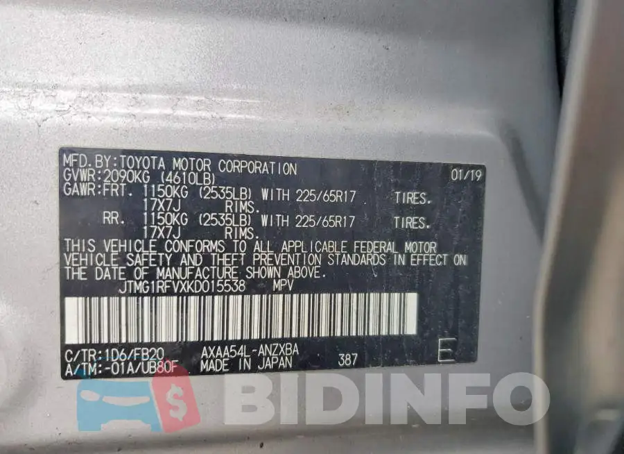 JTMG1RFVXKD015538 Photo# 13
