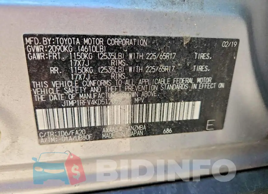 JTMP1RFV4KD512052 Photo# 13