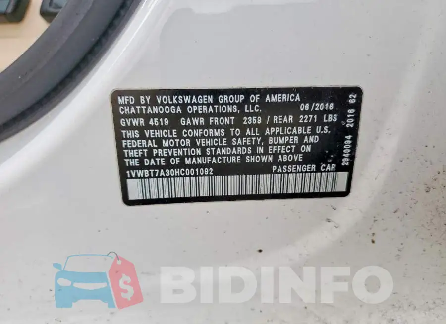 1VWBT7A30HC001092 Photo# 12
