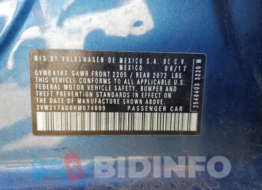 3VW217AU0HM074699 Photo# 12