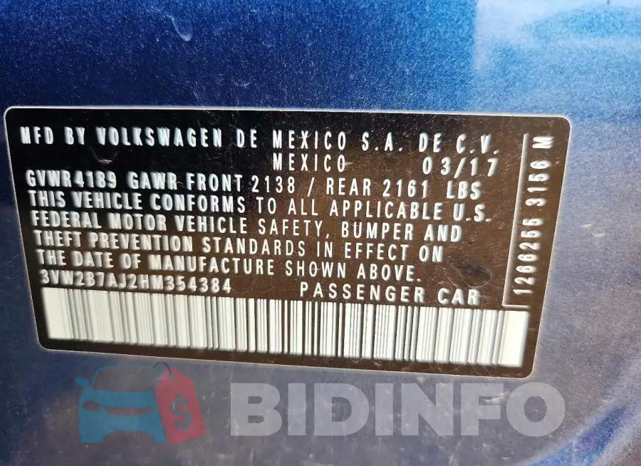 3VW2B7AJ2HM354384 Photo# 12