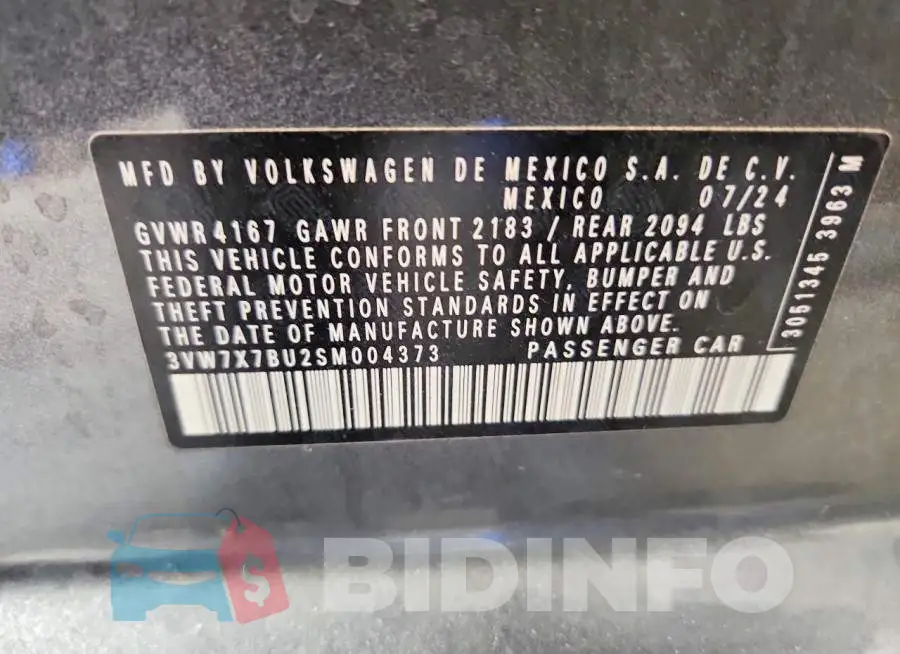 3VW7X7BU2SM004373 Photo# 12