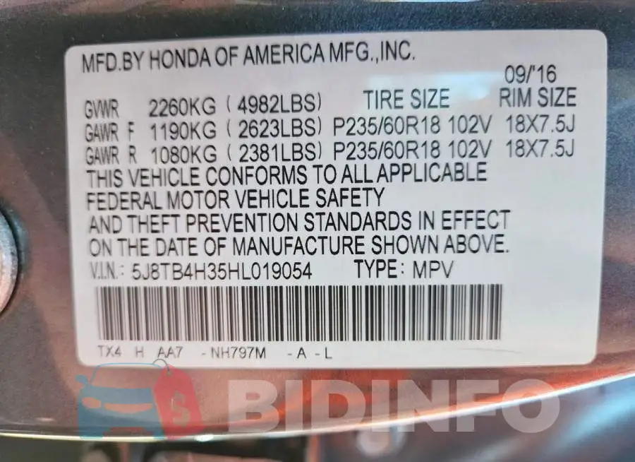 5J8TB4H35HL019054 Photo# 14