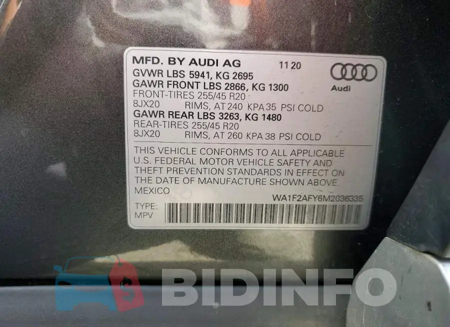 WA1F2AFY6M2036335 Photo# 13