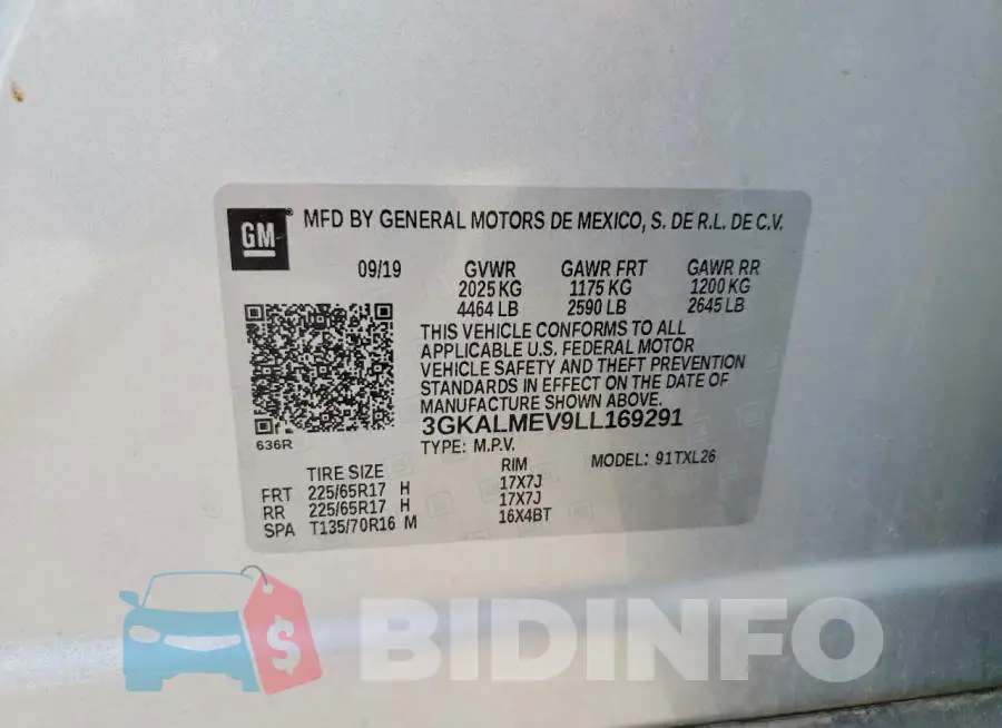 3GKALMEV9LL169291 Photo# 14