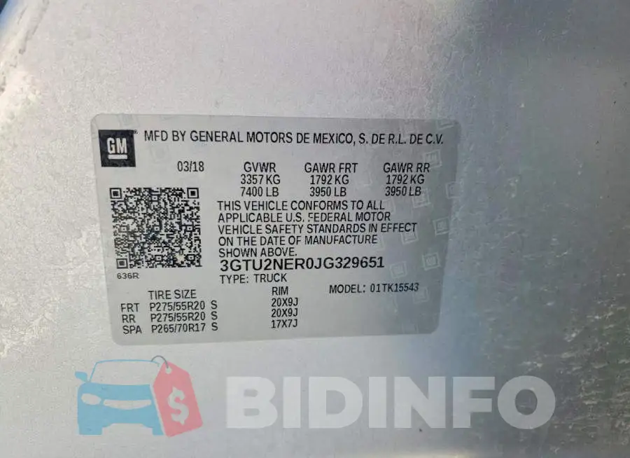 3GTU2NER0JG329651 Photo# 12