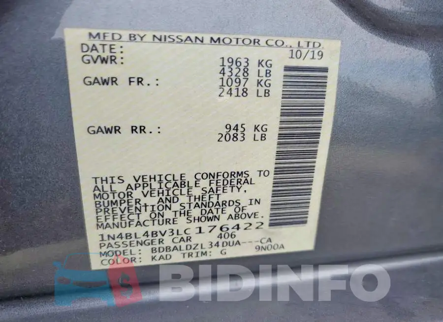 1N4BL4BV3LC176422 Photo# 13