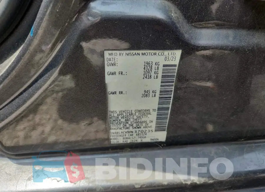 1N4BL4CV9PN370235 Photo# 12