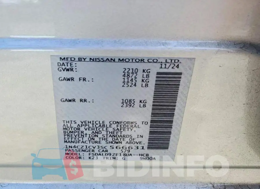 1N4CZ1CV3SC566631 Photo# 13