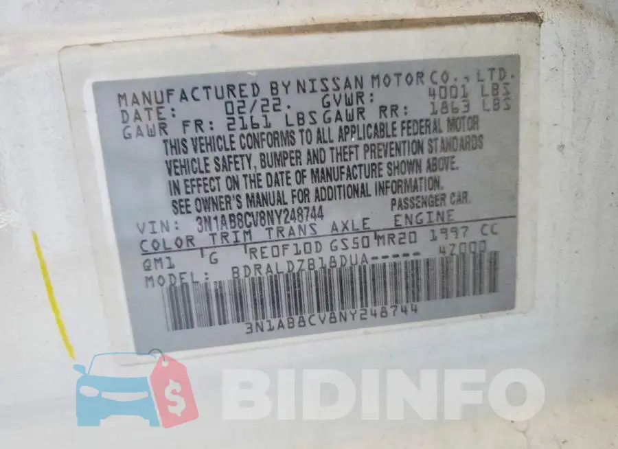 3N1AB8CV8NY248744 Photo# 12