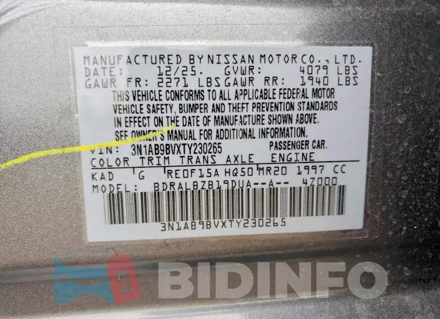 3N1AB9BVXTY230265 Photo# 12