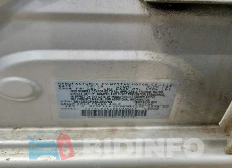 3N1CE2CP8KL359754 Photo# 13