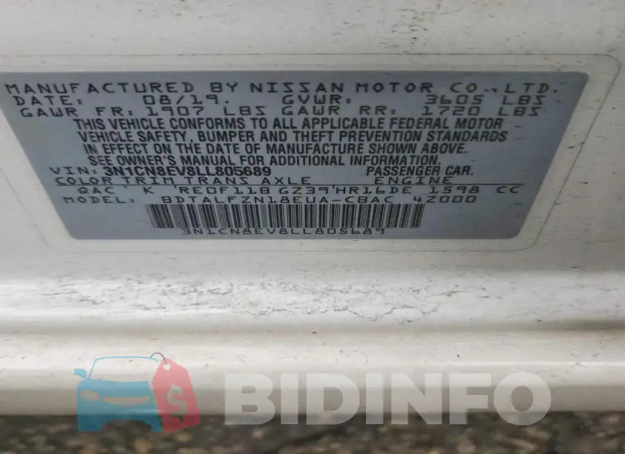 3N1CN8EV8LL805689 Photo# 12