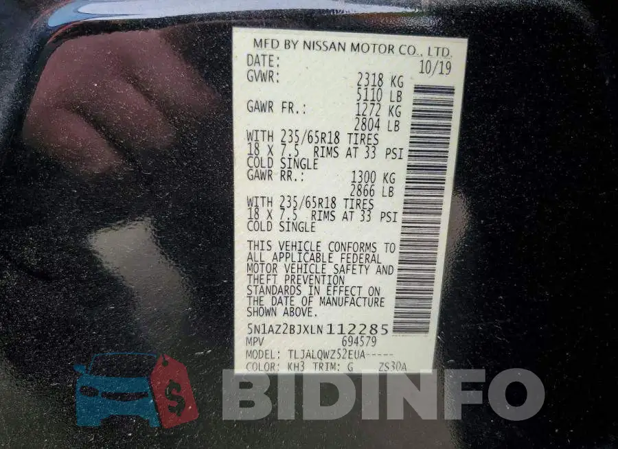 5N1AZ2BJXLN112285 Photo# 12
