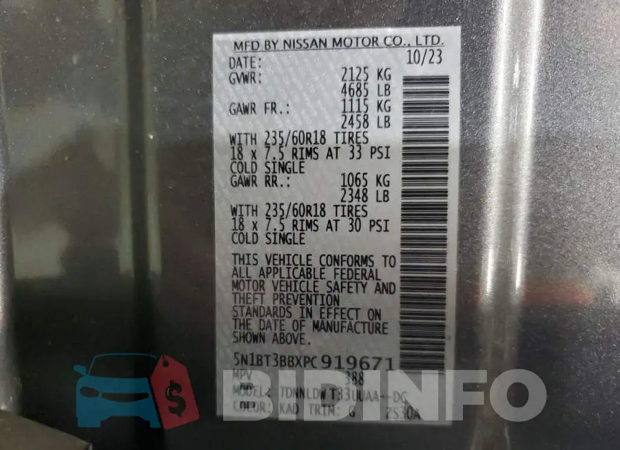 5N1BT3BBXPC919671 Photo# 14