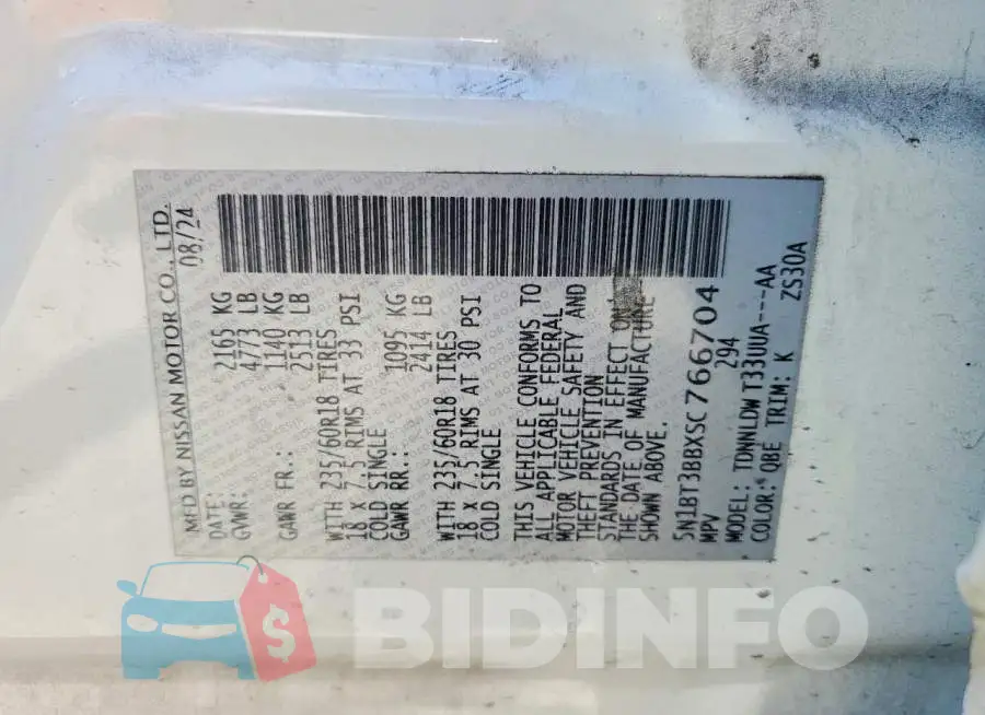 5N1BT3BBXSC766704 Photo# 12