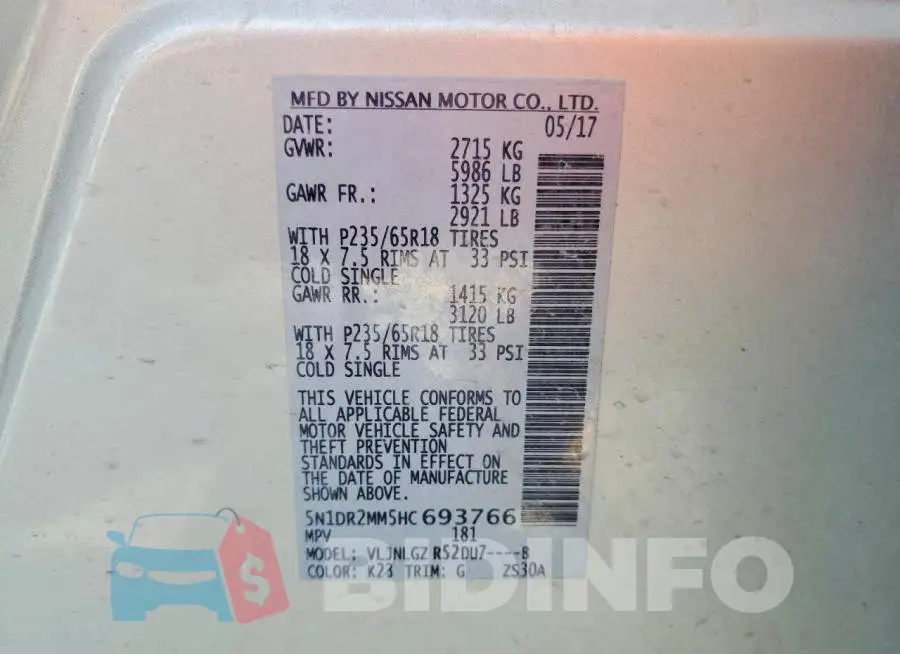 5N1DR2MM5HC693766 Photo# 13