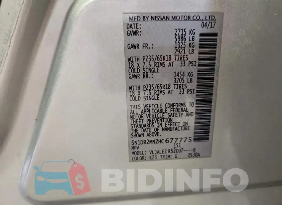 5N1DR2MN2HC677775 Photo# 13