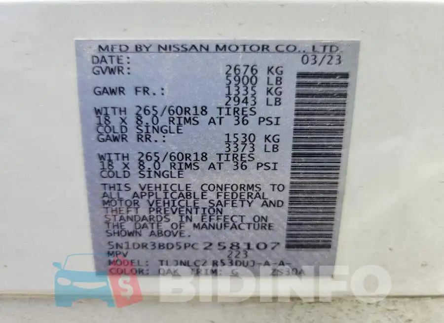 5N1DR3BD5PC258107 Photo# 13