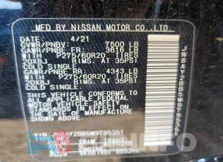 JN8AY2BB5M9795351 Photo# 13