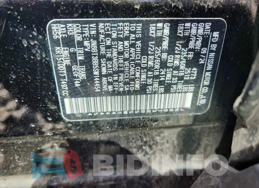 JN8BT3BB5SW144454 Photo# 13