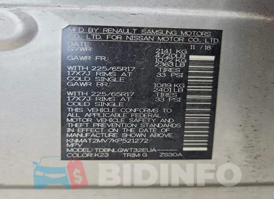 KNMAT2MV7KP521272 Photo# 14
