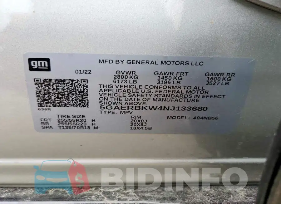 5GAERBKW4NJ133680 Photo# 13