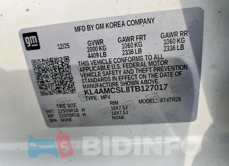 KL4AMCSL8TB127017 Photo# 13