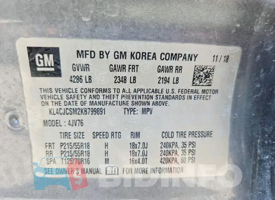 KL4CJCSM2KB799891 Photo# 12