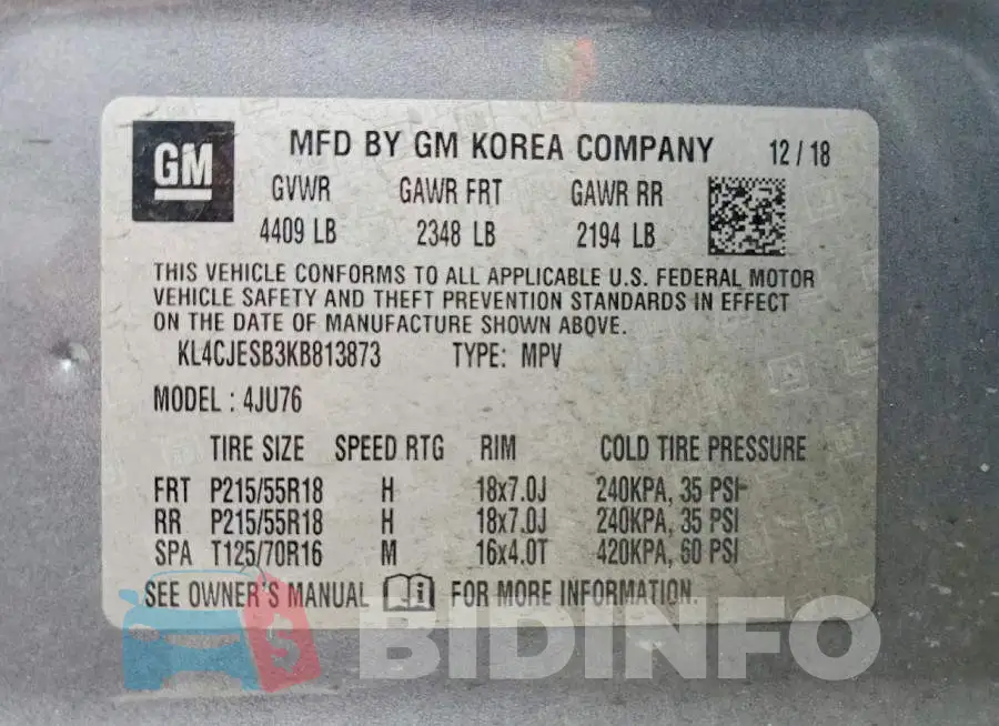 KL4CJESB3KB813873 Photo# 13