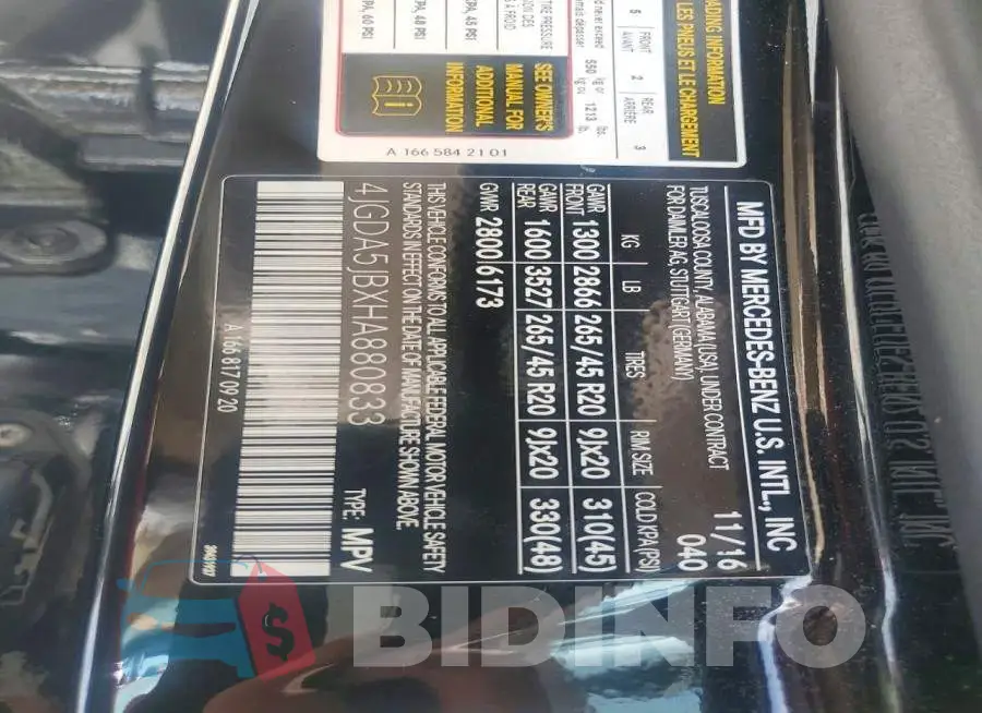 4JGDA5JBXHA880833 Photo# 13