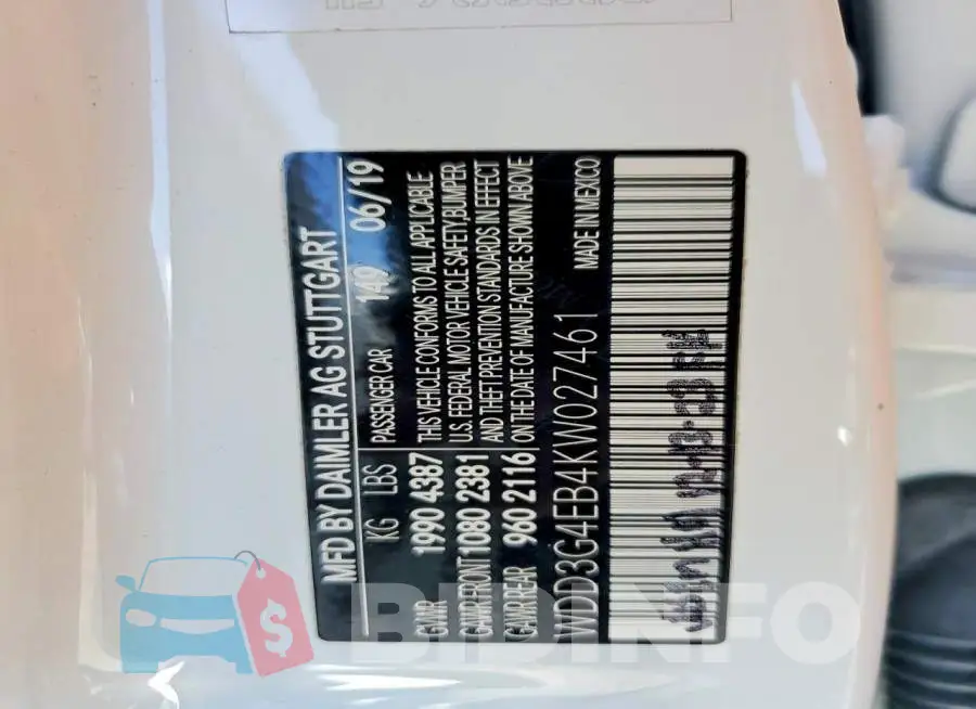 WDD3G4EB4KW027461 Photo# 13