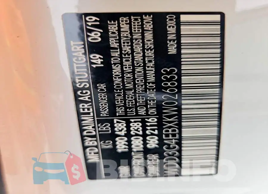 WDD3G4EBXKW026833 Photo# 13