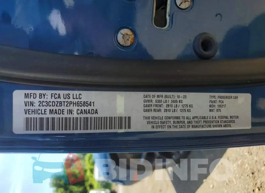 2C3CDZBT2PH658541 Photo# 13