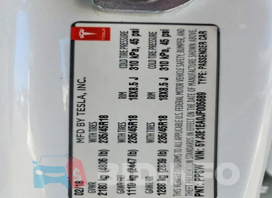 5YJ3E1EA0JF005689 Photo# 13