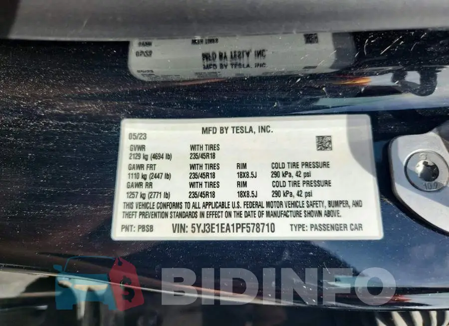 5YJ3E1EA1PF578710 Photo# 12