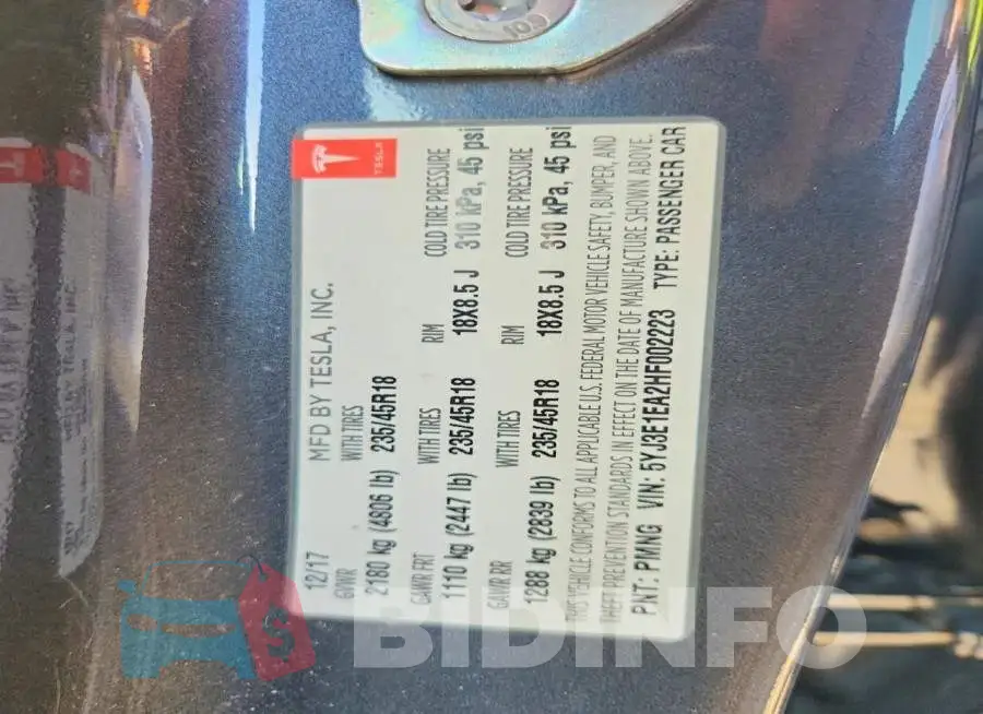 5YJ3E1EA2HF002223 Photo# 12