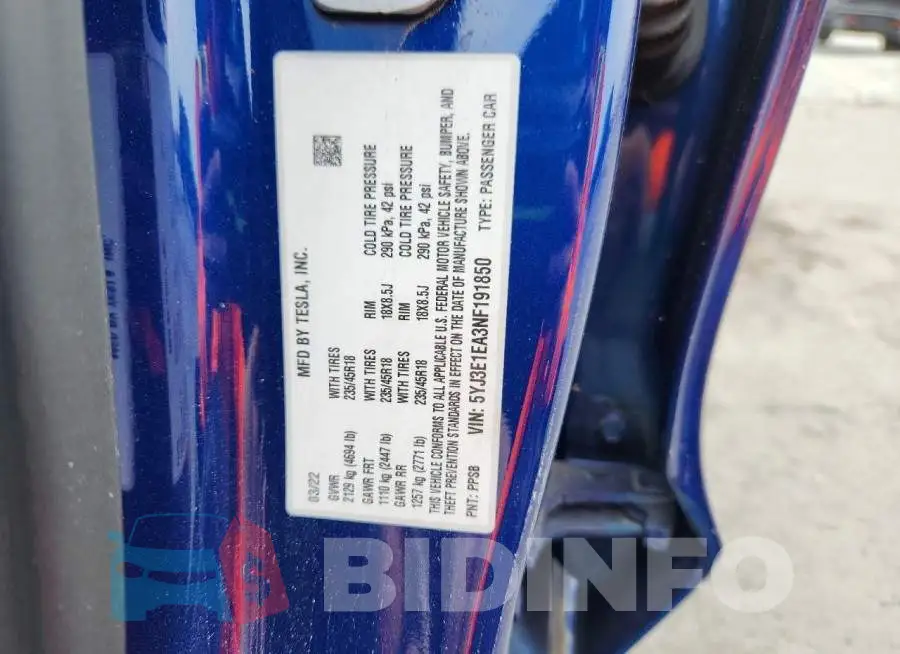 5YJ3E1EA3NF191850 Photo# 12