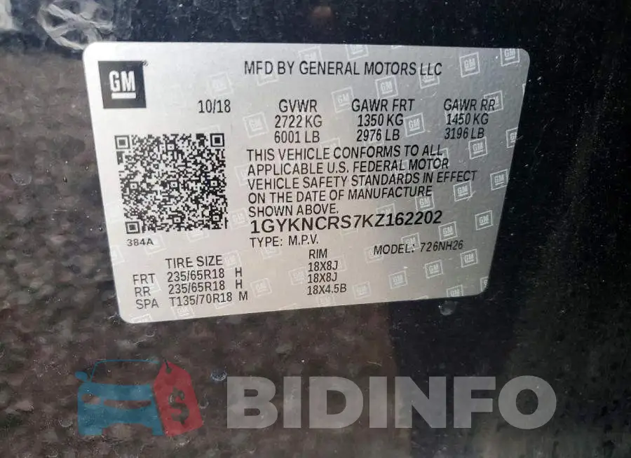 1GYKNCRS7KZ162202 Photo# 13
