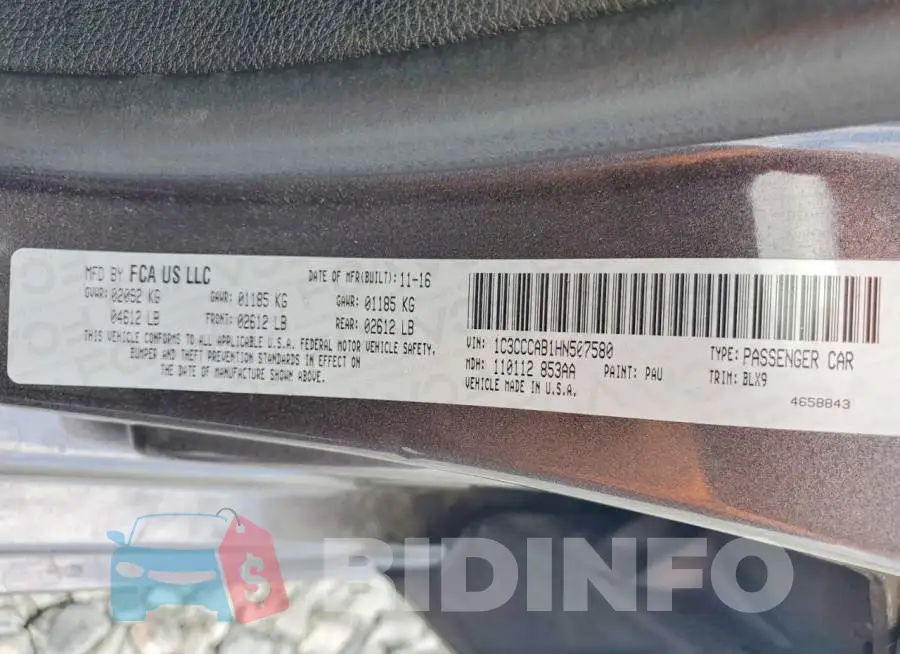 1C3CCCAB1HN507580 Photo# 12