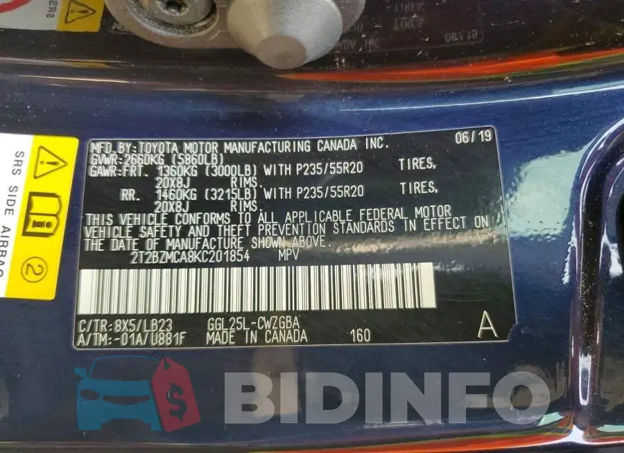 2T2BZMCA8KC201854 Photo# 14