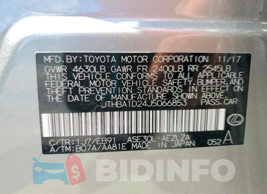 JTHBA1D24J5066853 Photo# 12